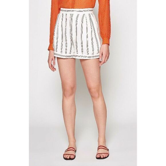 Joie Carvel Striped Shorts Size 12 White Black Pink - Picture 1 of 5